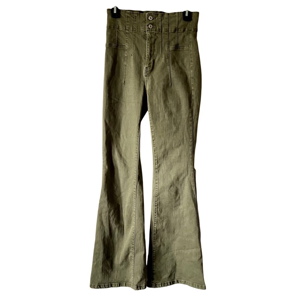 Free People We The Free Jayde Flare Jeans green Size 27 CLM - Picture 2 of 6